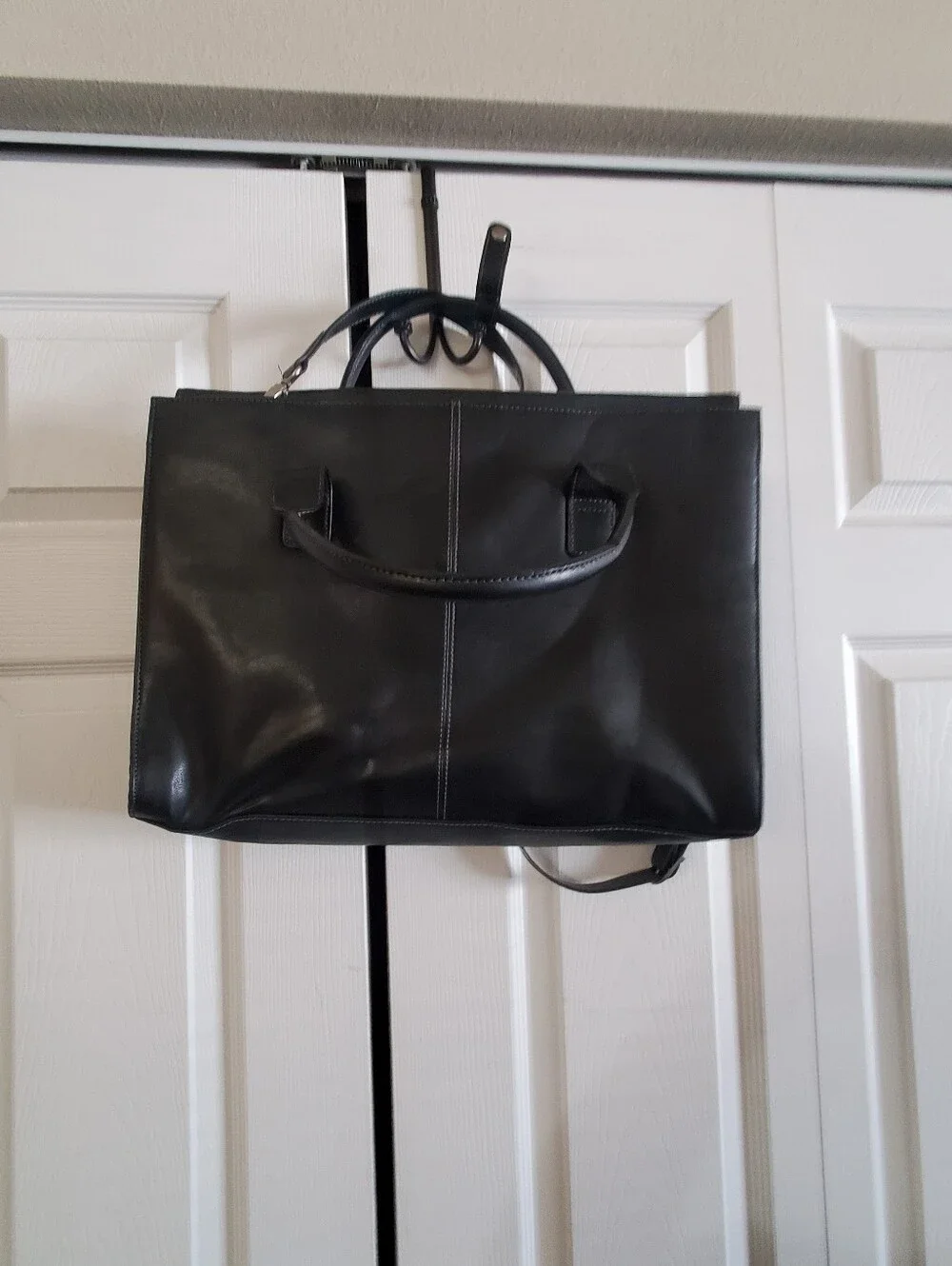 COMPUCASE BLACK LEATHER LAPTOP CASE. BRIEFCASE. OFFICE BUSINESS.